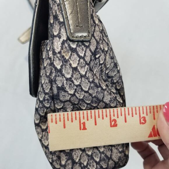 Coach Crossbody Bag Womens Gray Silver Snakeskin Print Leather Trim Flap F20036 - Picture 12 of 13